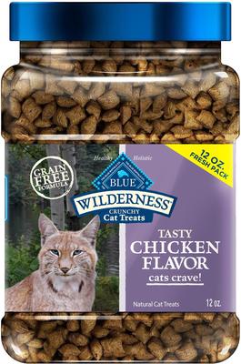 Show full view: Blue Buffalo Wilderness Natures Evolutionary Diet Chicken High-Protein Grain-Free Adult Dry Food, 15-lb bag + Wilderness Tasty Chicken Flavor Grain-Free Crunchy Treats, 12-oz tub + Wilderness Variety Pack Adult High Protein Natural Chicken, Salmon, Turkey Pate Wet Cat Food, 5.5-oz can, case of 24 slide 5 of 9