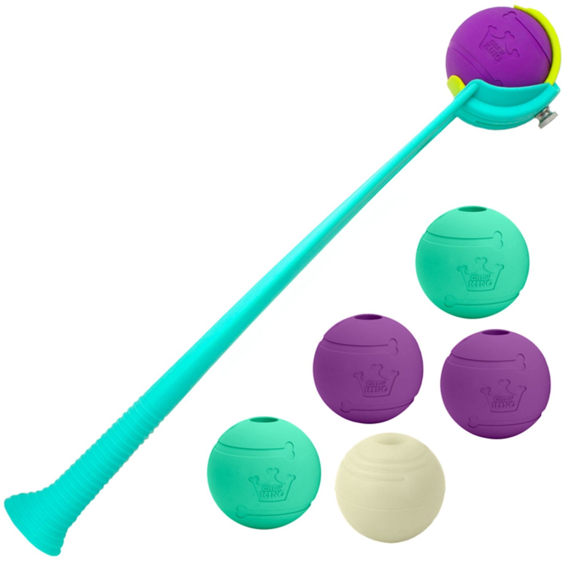 Chew King by Mammoth Ball Launcher Dog Chew Toy, Blue, 2.5-in