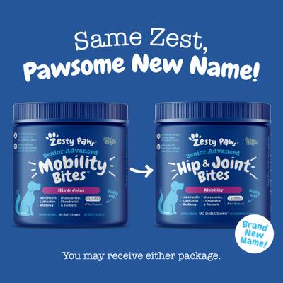 Show full view: Zesty Paws Advanced Mobility Bites Chicken Flavored Soft Chews Glucosamine Hip & Joint Supplement for Senior Dogs, 270 count slide 4 of 12