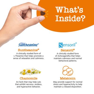 Show full view: Zesty Paws Wild Alaskan Salmon Oil Formula Liquid Skin & Coat Supplement, 32-oz bottle + Calming Bites Bacon Flavored Soft Chews Supplement for Cats, 60 count slide 9 of 9