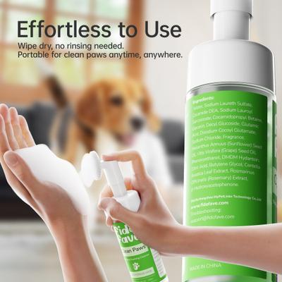 Show full view: Fido Fave Lemongrass Sage No-Rinse Foaming Dog Paw Cleaner, 5-fl oz bottle slide 2 of 8