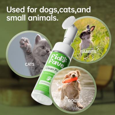 Show full view: Fido Fave Lemongrass Sage No-Rinse Foaming Dog Paw Cleaner, 5-fl oz bottle slide 6 of 8