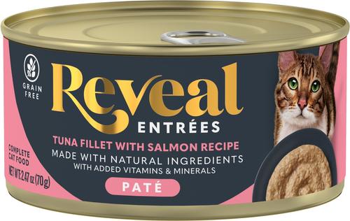 Show full view: Reveal Entrees Tuna Fillet with Salmon in Broth Pate Recipe Grain-Free Wet Cat Food, 2.47-oz can, case of 5 slide 3 of 8