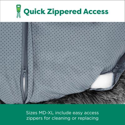 Show full view: FurHaven Calming Cuddler Long Fur Donut Bolster Dog Bed, Gray, Medium slide 6 of 11