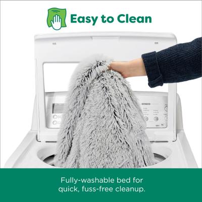 Show full view: FurHaven Calming Cuddler Long Fur Donut Bolster Dog Bed, Mist Gray, Medium slide 8 of 12