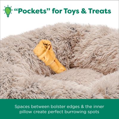 FurHaven Calming Cuddler Long Fur Donut Bolster Dog Bed