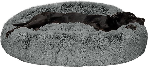 FurHaven Calming Cuddler Long Fur Donut Bolster Dog Bed
