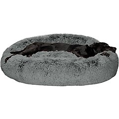 FurHaven Calming Cuddler Long Fur Donut Bolster Dog Bed
