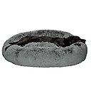 FurHaven Calming Cuddler Long Fur Donut Bolster Dog Bed, Gray, Jumbo