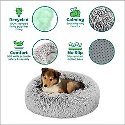 FurHaven Calming Cuddler Long Fur Donut Bolster Dog Bed, Mist Gray, Large slide 2 of 9