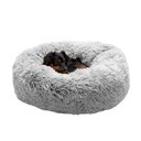 FurHaven Calming Cuddler Long Fur Donut Bolster Dog Bed, Mist Gray, Medium