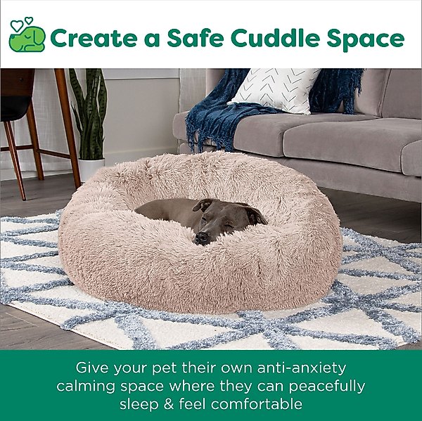 FurHaven Calming Cuddler Long Fur Donut Bolster Dog Bed