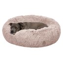 FurHaven Calming Cuddler Long Fur Donut Bolster Dog Bed, Taupe, Large