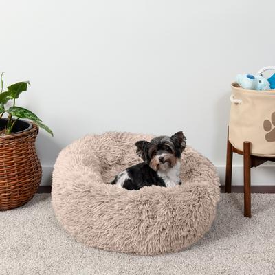 FurHaven Calming Cuddler Long Fur Donut Bolster Dog Bed
