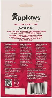 Show full view: Applaws Holiday Selection Grain-Free Tuna Puree Lickable Cat Treats, 0.5-oz tube, 6 count slide 3 of 10