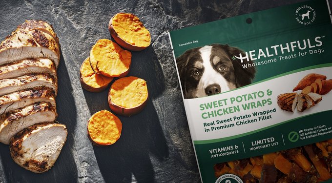 Healthfuls Sweet Potato & Chicken Wraps Dehydrated Dog Treats