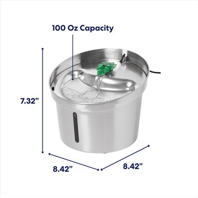 Show full view: Frisco Stainless Steel Cactus & Leaf Dog & Cat Fountain, 100-oz + Replacement Filters, 3 count slide 3 of 8