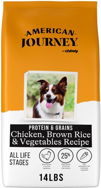 AMERICAN JOURNEY Protein Grains Chicken Brown Rice Vegetables Recipe Dry Dog Food 14 lb bag Chewy