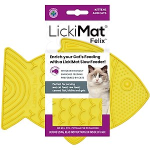 LickiMat Felix Non-Skid Thermoplastic Rubber Cat Bowl, Yellow, Standard