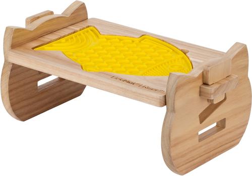 Show full view: LickiMat Riser with Felix Non-Skid Wood Cat Elevated Bowl, Yellow slide 5 of 9