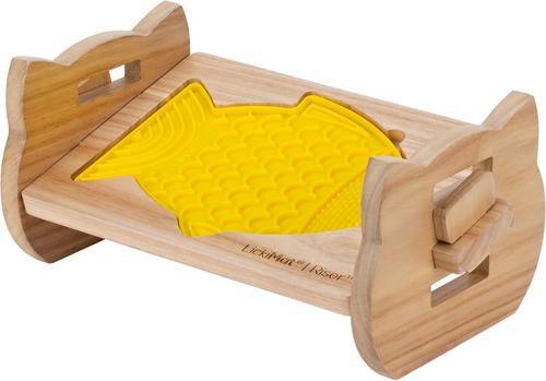 Show full view: LickiMat Riser with Felix Non-Skid Wood Cat Elevated Bowl, Yellow slide 3 of 9