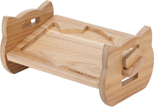 Show full view: LickiMat Riser with Felix Non-Skid Wood Cat Elevated Bowl, Yellow slide 7 of 9
