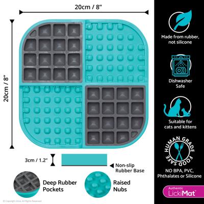 Show full view: LickiMat Slomo Non-Skid Thermoplastic Rubber Cat Bowl, Turquoise, Standard slide 3 of 5