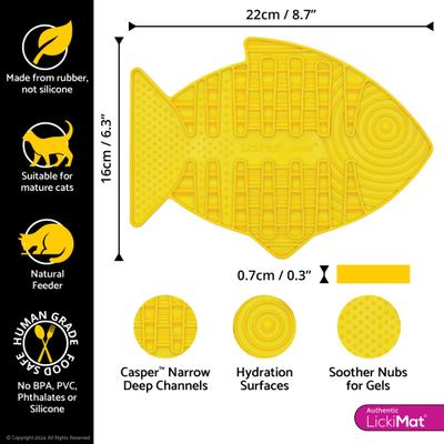 Show full view: LickiMat Casper Non-Skid Thermoplastic Rubber Cat Bowl, Yellow, Standard slide 3 of 6