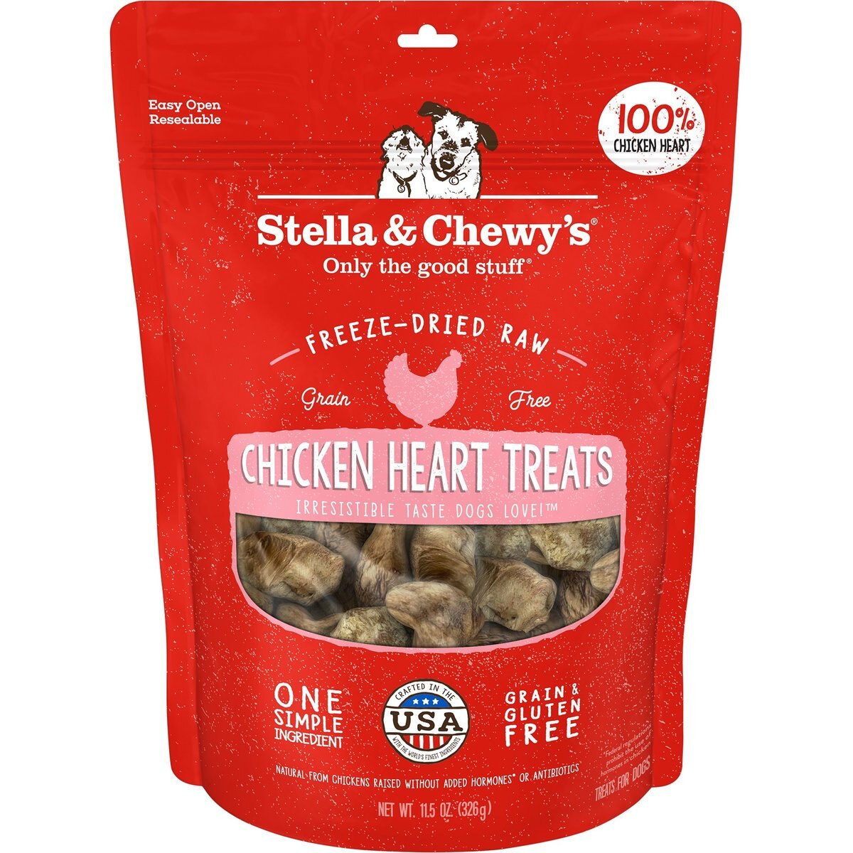 Stella & Chewy's Chicken Hearts Freeze-Dried Raw Dog Treats, 11.5-oz bag