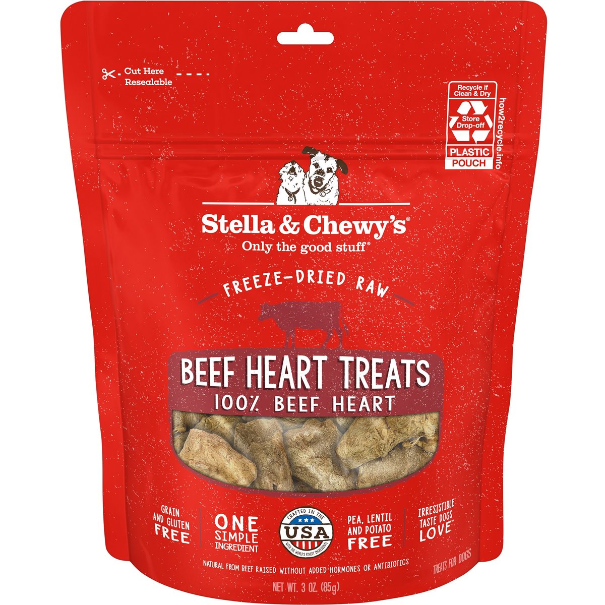 Stella & Chewy's Beef Heart Freeze-Dried Raw Dog Treats, 3-oz bag