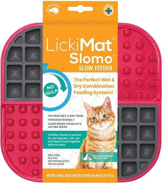 LICKIMAT Slomo NonSkid Thermoplastic Rubber Cat Bowl, Red, Standard