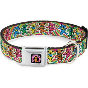Buckle-Down Grateful Dead Dancing Bears Swirl Metal Seatbelt Buckle Polyster Dog Collar, Multicolor, Large: 20 to 31-in neck, 1.5-in wide