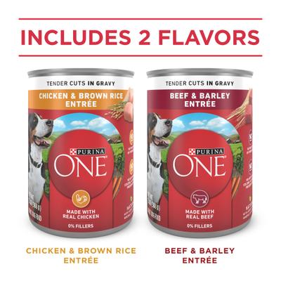 Show full view: Purina ONE SmartBlend Tender Cuts in Gravy Variety Pack Wet Dog Food, 13-oz can, case of 12 slide 6 of 11