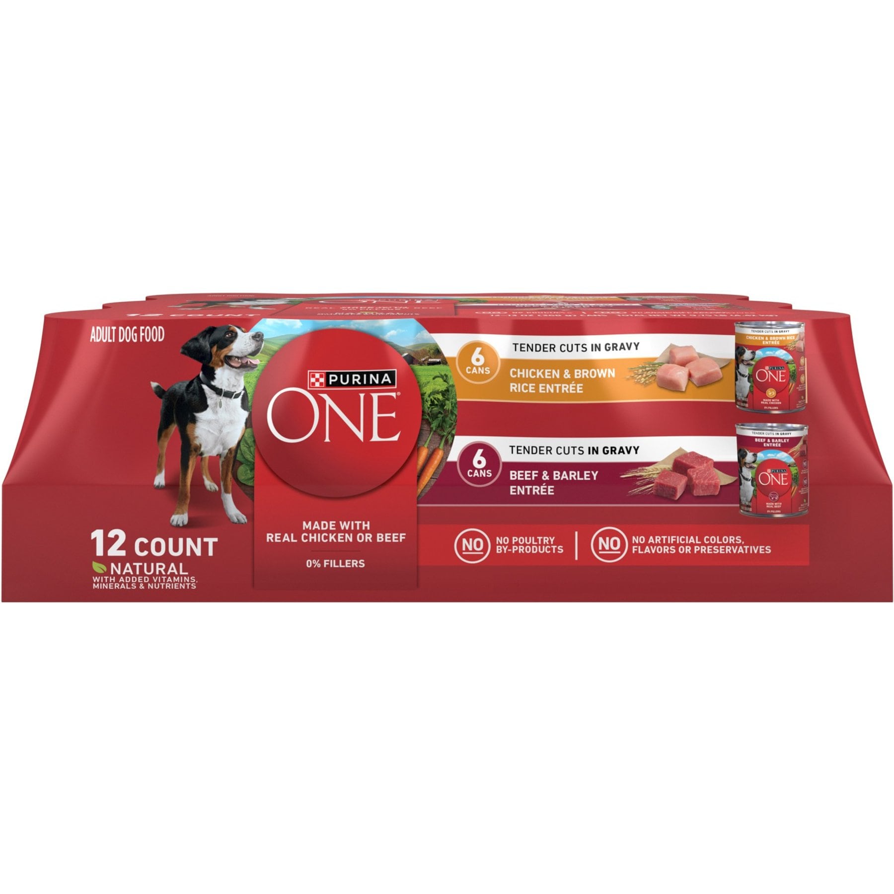 Purina ONE SmartBlend Tender Cuts in Gravy Variety Pack Wet Dog Food, 13-oz can, bundle of 24