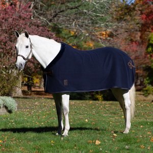 Equinavia Koselig Fleece Horse Cooler, Navy/Brown, 80-in