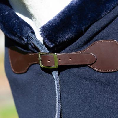 Show full view: Equinavia Koselig Fleece Horse Cooler, Navy/Brown, 80-in slide 4 of 7