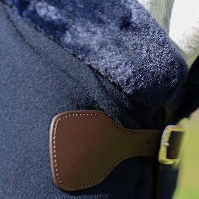 Show full view: Equinavia Koselig Fleece Horse Cooler, Navy/Brown, 80-in slide 2 of 7