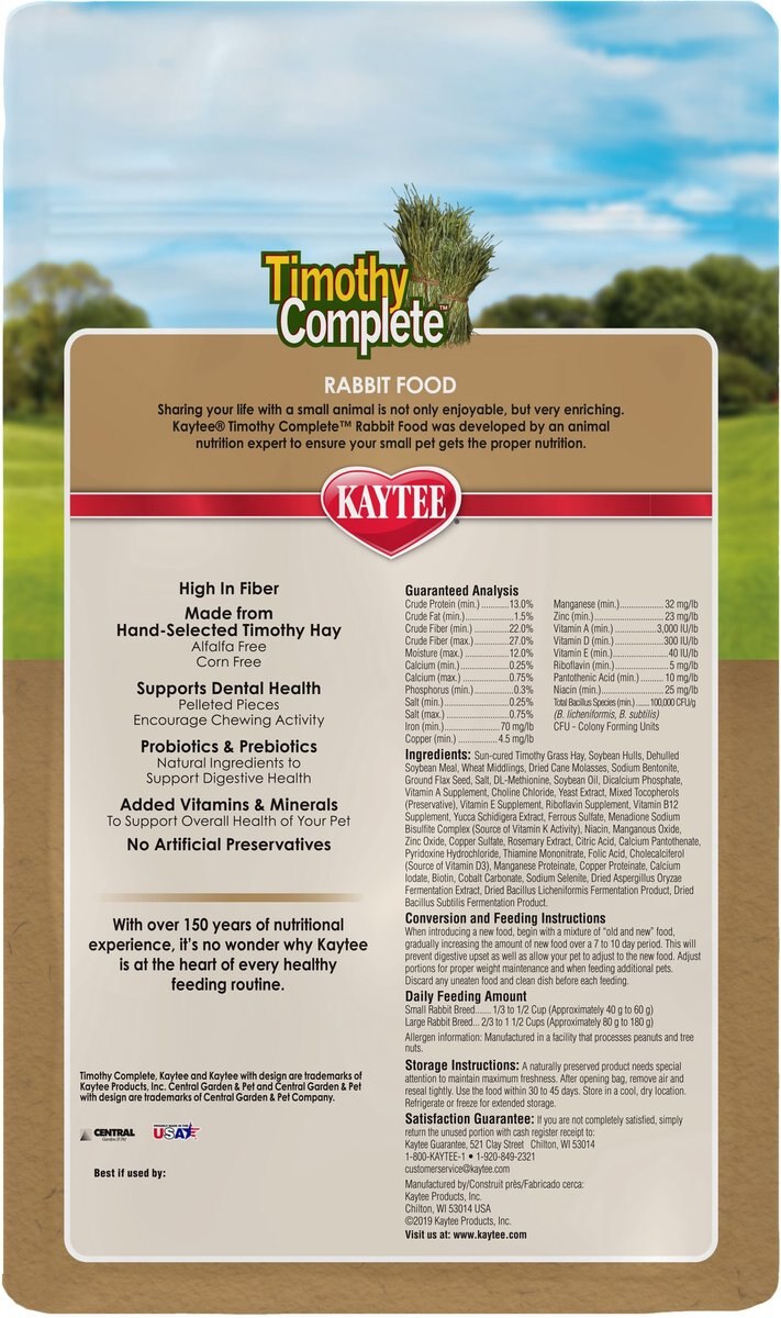 KAYTEE Timothy Complete Pelleted Rabbit Food 4.5 lb bag Chewy