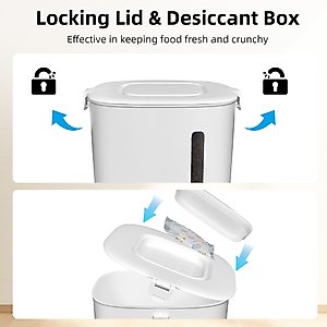 Casfuy 2-in-1 Automatic Cat Feeder & Water Fountain Set, White, 3-L & 2-L