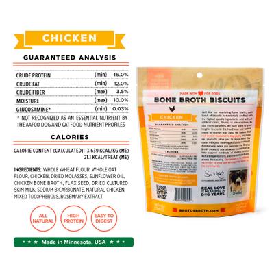 Show full view: Brutus Broth Bone Broth Chicken Biscuits Natural Limited Ingredient Crunchy Dog Treats, 8-oz bag​ slide 10 of 12