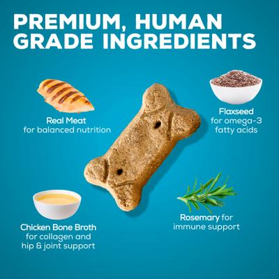Show full view: Brutus Broth Bone Broth Chicken Biscuits Natural Limited Ingredient Crunchy Dog Treats, 8-oz bag​ slide 6 of 12