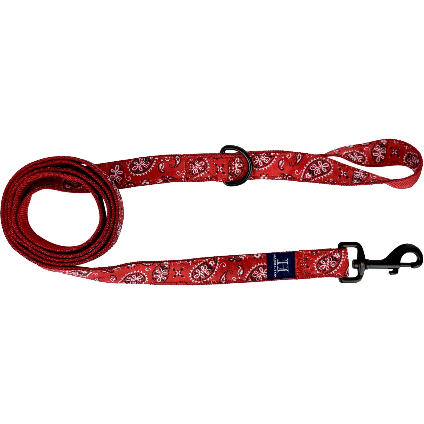 Hamilton Ribbon Overlay Nylon Dog Leash, Red Bandana, Small/Medium: 6-ft long, 5/8-in wide
