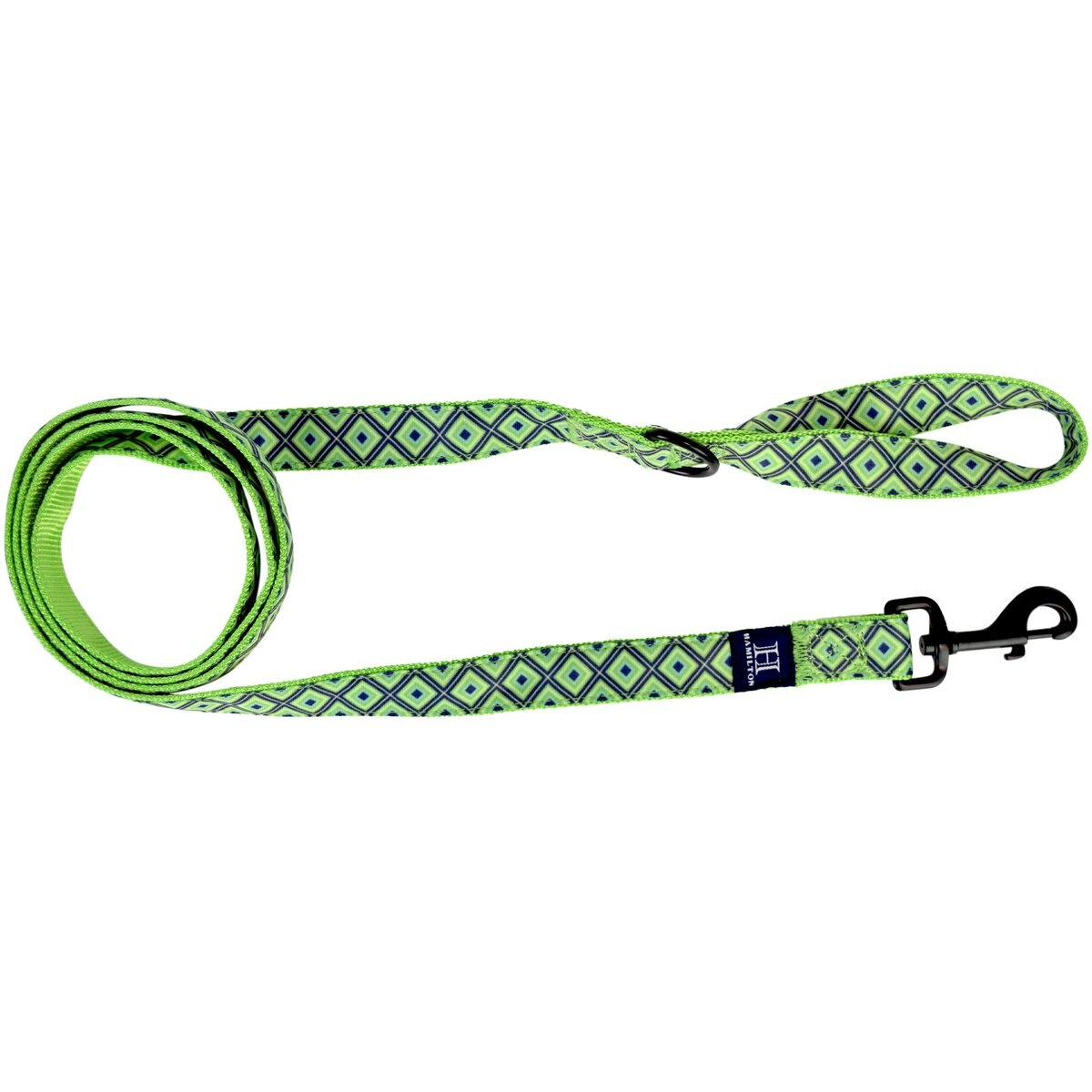 Hamilton A Day Together Ribbon Overlay Nylon Standard Dog Leash, Lime Diamond, Medium/Large: 6-ft long, 1-in wide