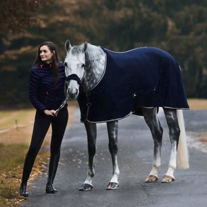 Horze Kiel Fleece Horse Cooler, Dark Navy, 78-in