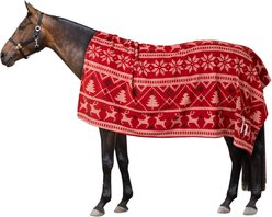 Horze Santa Christmas Throw Horse Blanket, Red