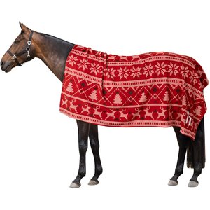 Horze Santa Christmas Throw Horse Blanket, Red