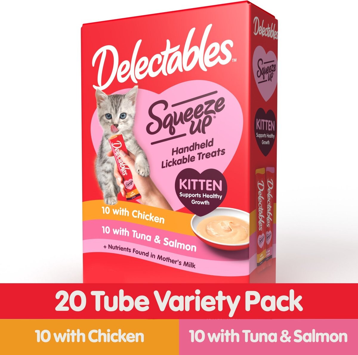 Hartz Delectables Squeeze Up Complete & Balanced Variety Pack Lickable Kitten Treats, 0.5-oz tube, case of 20