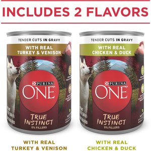 Purina ONE SmartBlend True Instinct Tender Cuts in Gravy Variety Pack Canned Dog Food, 13-oz can, case of 12