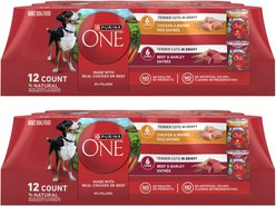 Purina ONE SmartBlend Tender Cuts in Gravy Variety Pack Wet Dog Food, 13-oz can, bundle of 24 