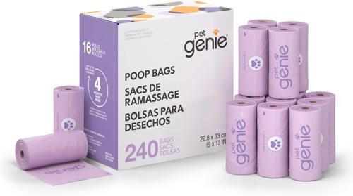Show full view: Pet Genie Dog Poop Bags, Lavender Scented, 240 count + On the Go Leash Attachment Poop Bag Dispenser slide 2 of 9
